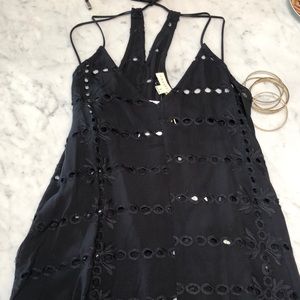 Black Eyelit Halter Top with Neck tie